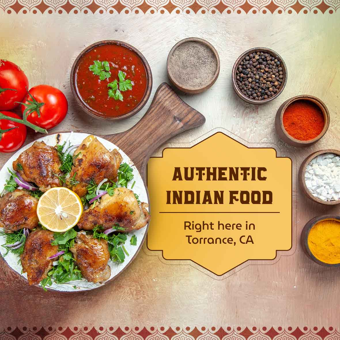 Bombay Tandoori Indian food platter with assorted dishes